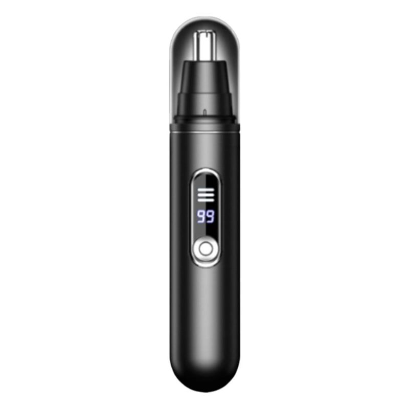Electric rechargeable nose hair trimmer for men, used for cleaning and trimming nose hairs.